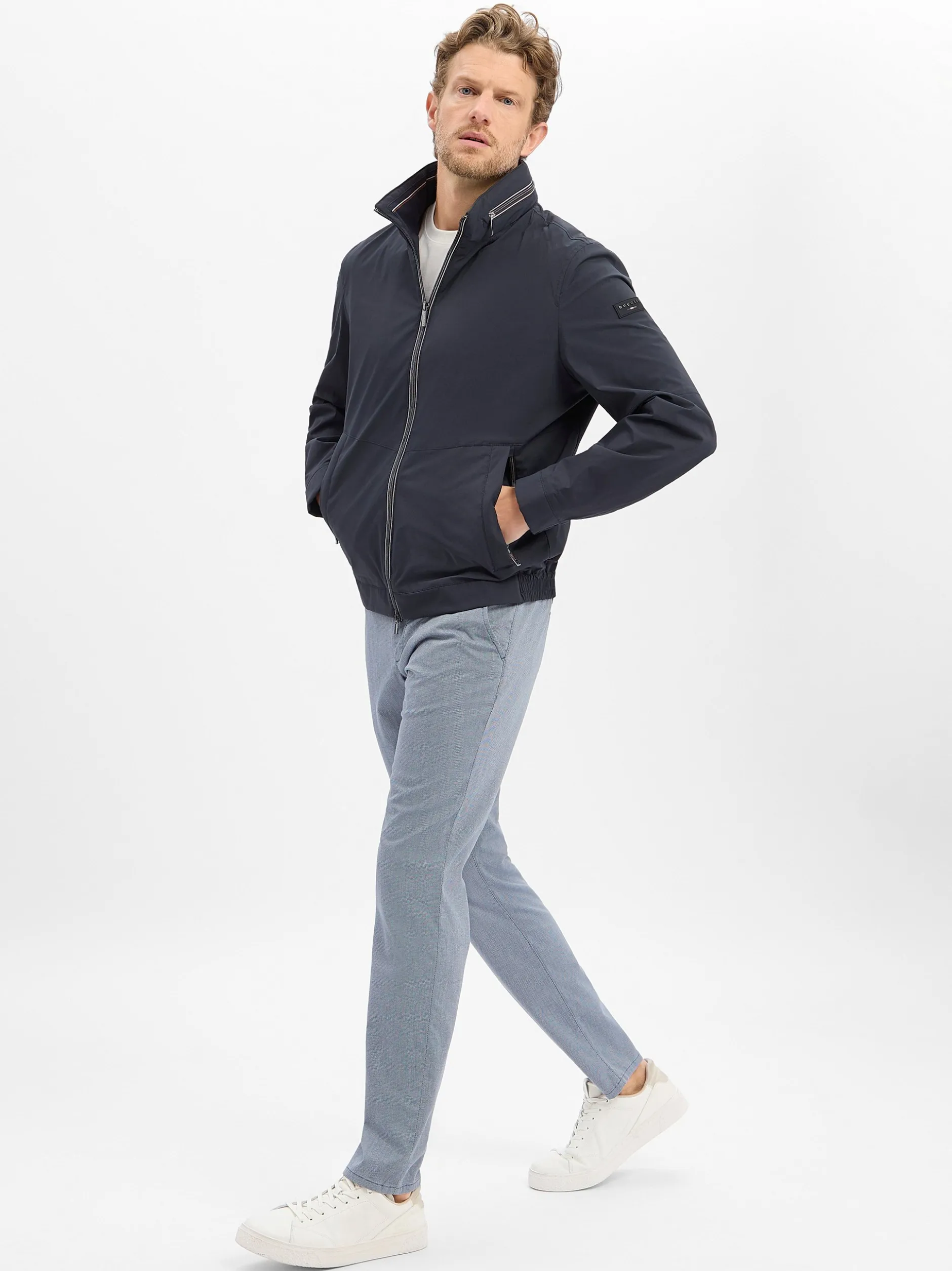 Alberto Herren Stoffhose - Lou-J in marine weiß