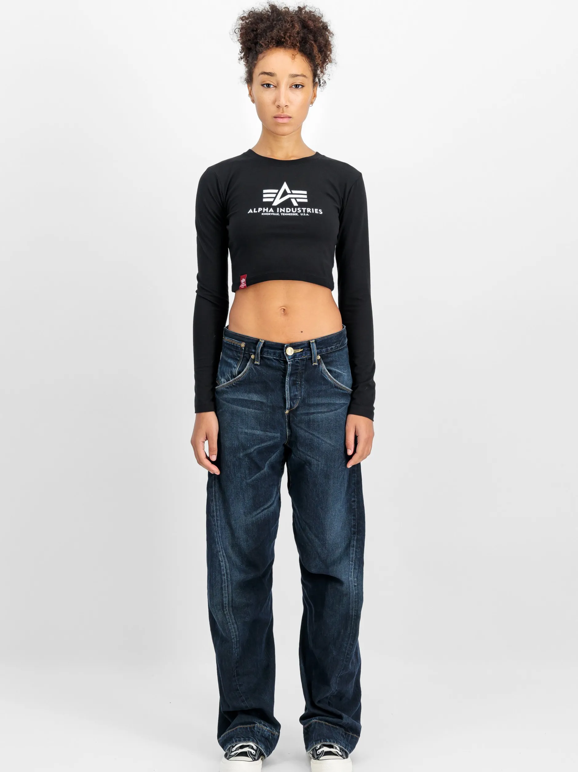 Alpha Industries Damen Langarmshirt in schwarz