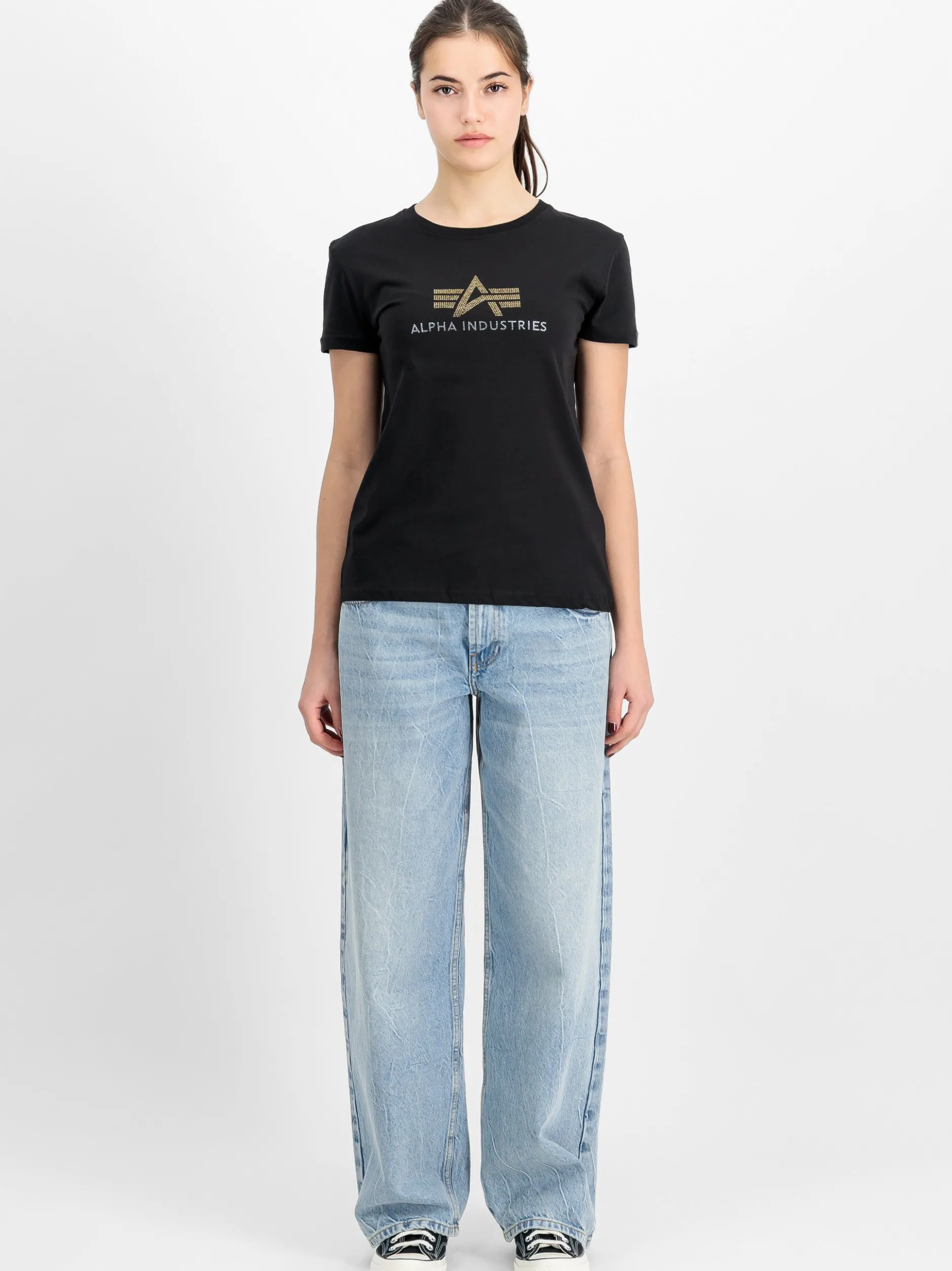 Alpha Industries Damen T-Shirt in schwarz