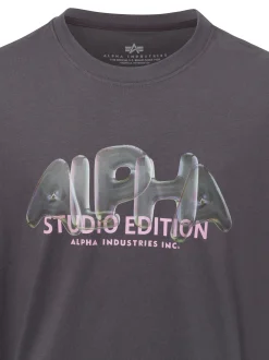 Alpha Industries Damen T-Shirt - Studio Edition in grau rosa
