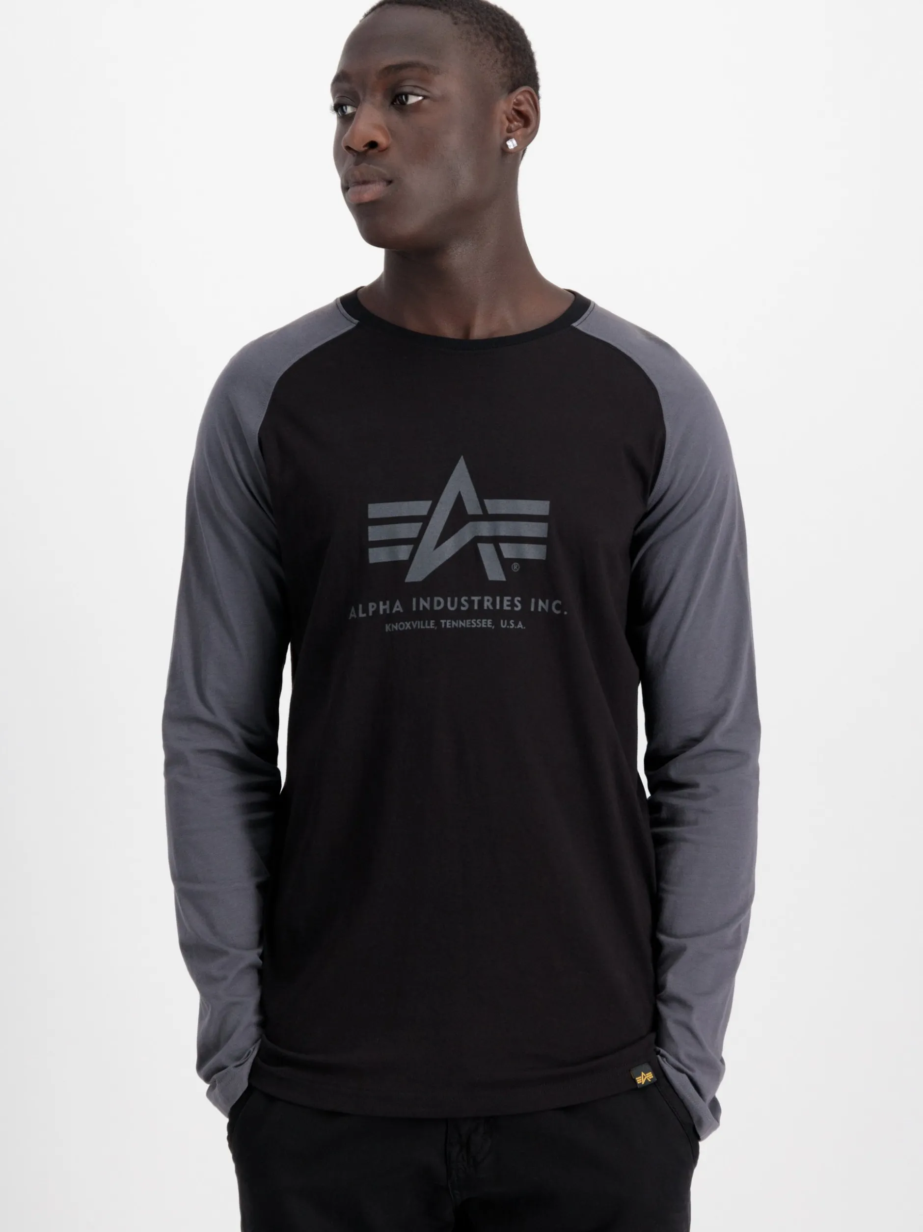 Alpha Industries Herren Langarmshirt in schwarz grau