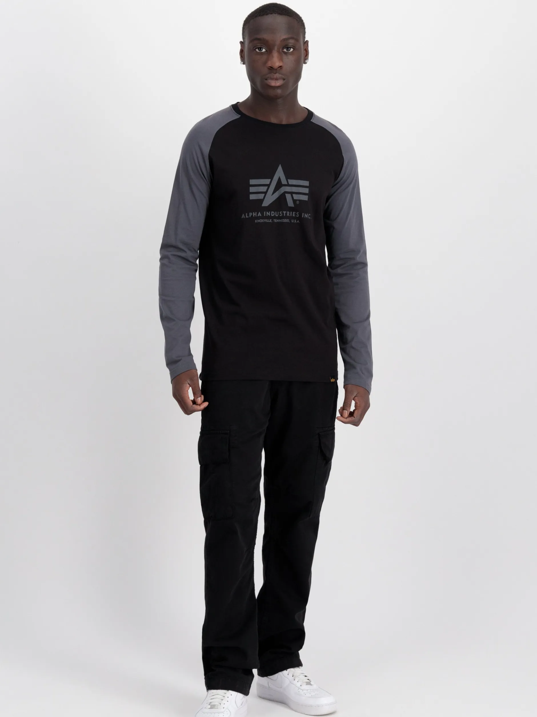 Alpha Industries Herren Langarmshirt in schwarz grau