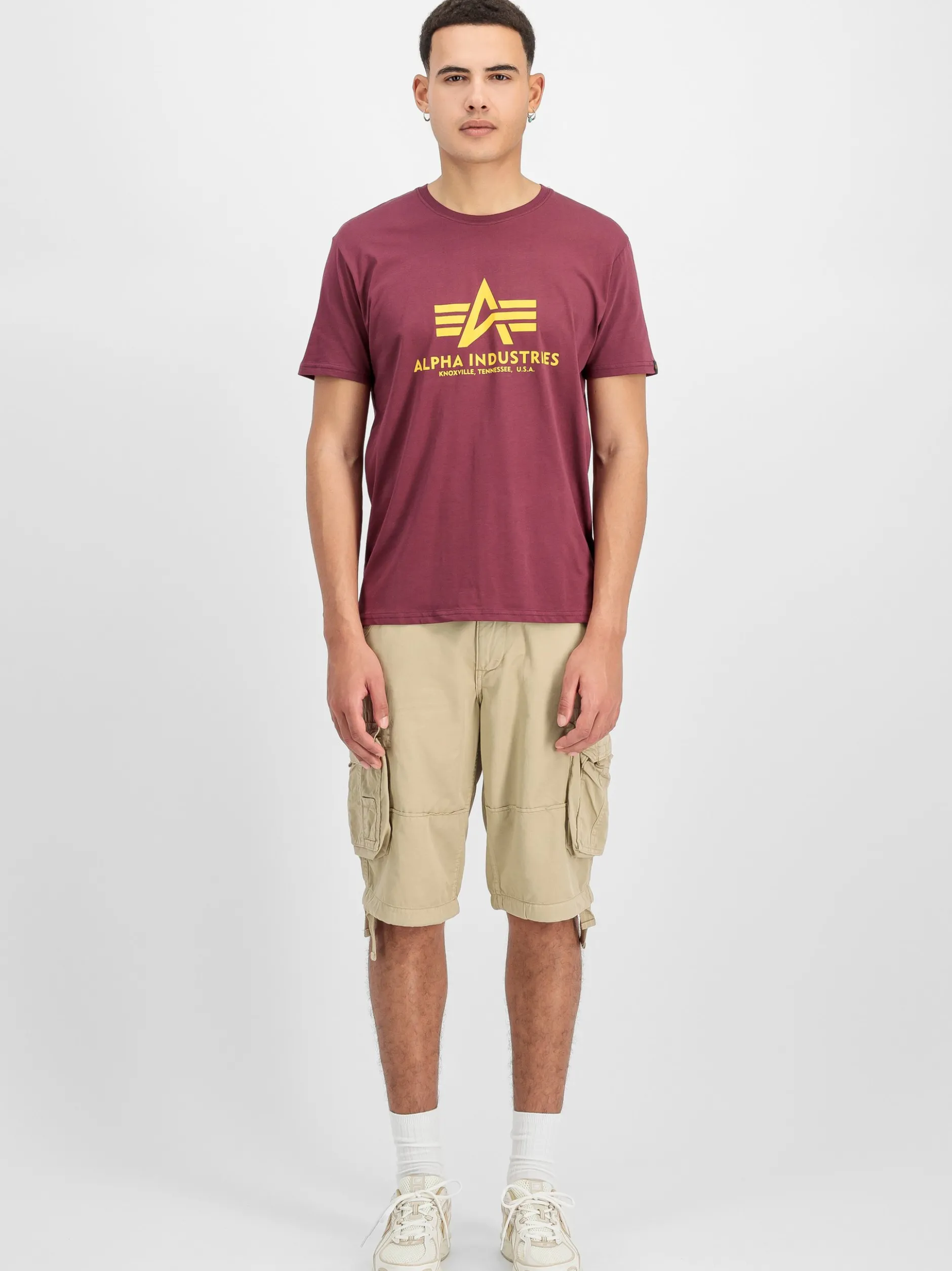 Alpha Industries Herren T-Shirts im 2er-Pack in bordeaux oliv
