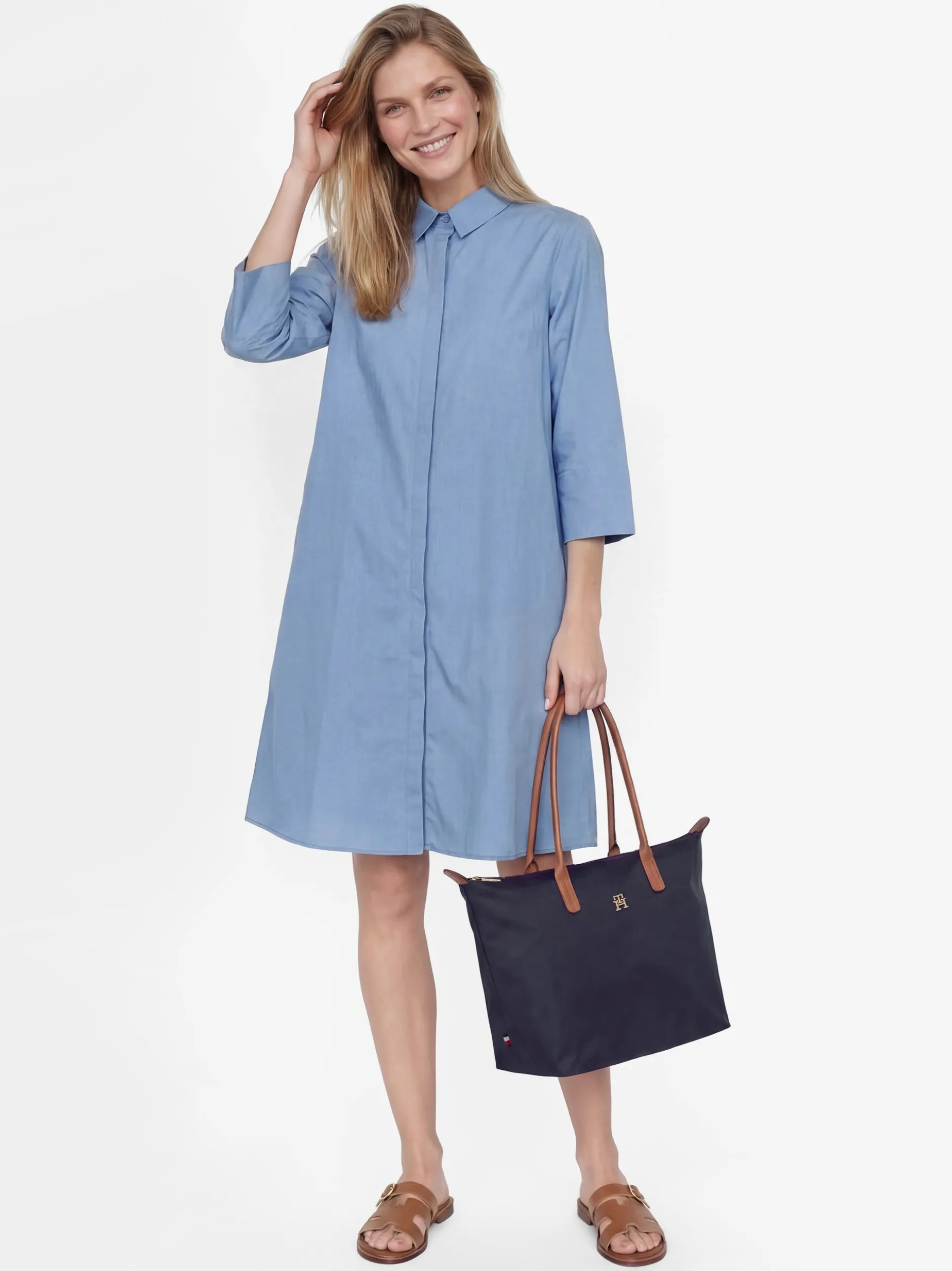 Ambiance Damen Blusenkleid in hellblau - Ärmel: 3/4 Arm