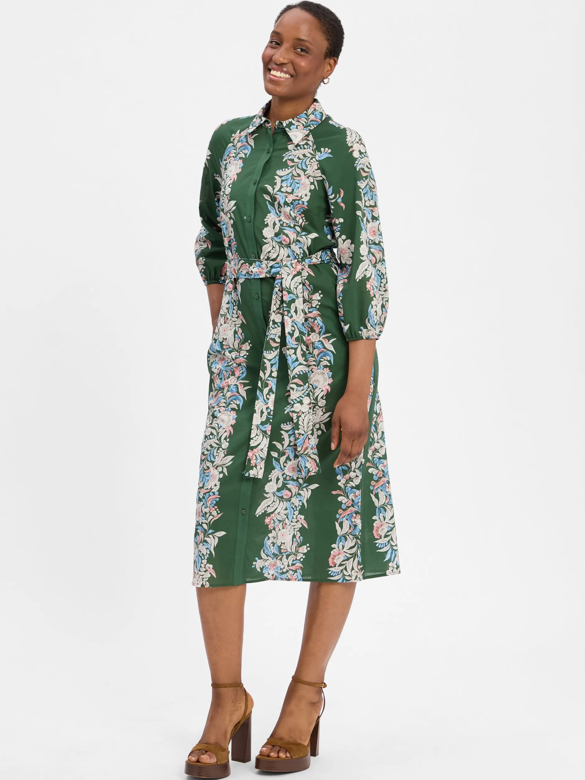 Ambiance Damen Blusenkleid in grün mehrfarbig