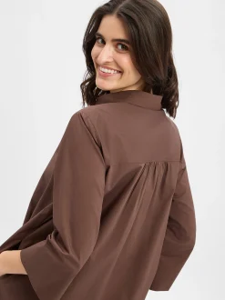 Ambiance Damen Blusenkleid in schoko - Ärmel: 3/4 Arm