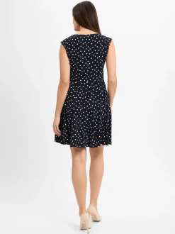 Ambiance Damen Freizeitkleid in marine - Länge: knielang