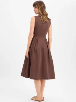 Ambiance Damen Kleid mit Leinen-Anteil in camel