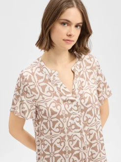 Ambiance Damen Midikleid in ecru taupe - Ärmel: kurzarm