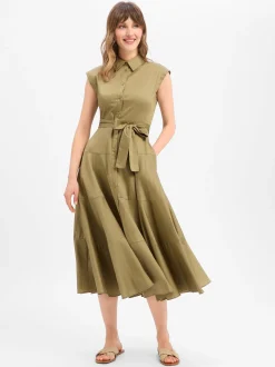Ambiance Damen Sommerkleid in oliv - Ärmel: extra kurz