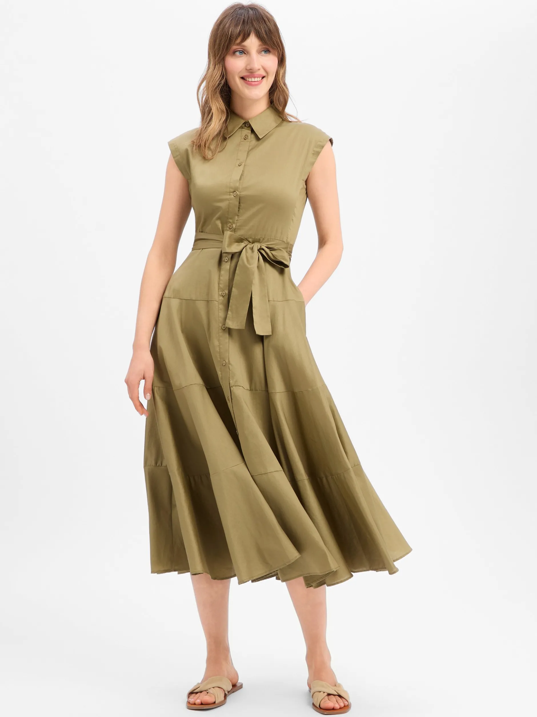 Ambiance Damen Sommerkleid in oliv - Ärmel: extra kurz