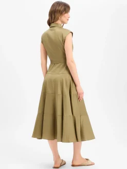 Ambiance Damen Sommerkleid in oliv - Ärmel: extra kurz
