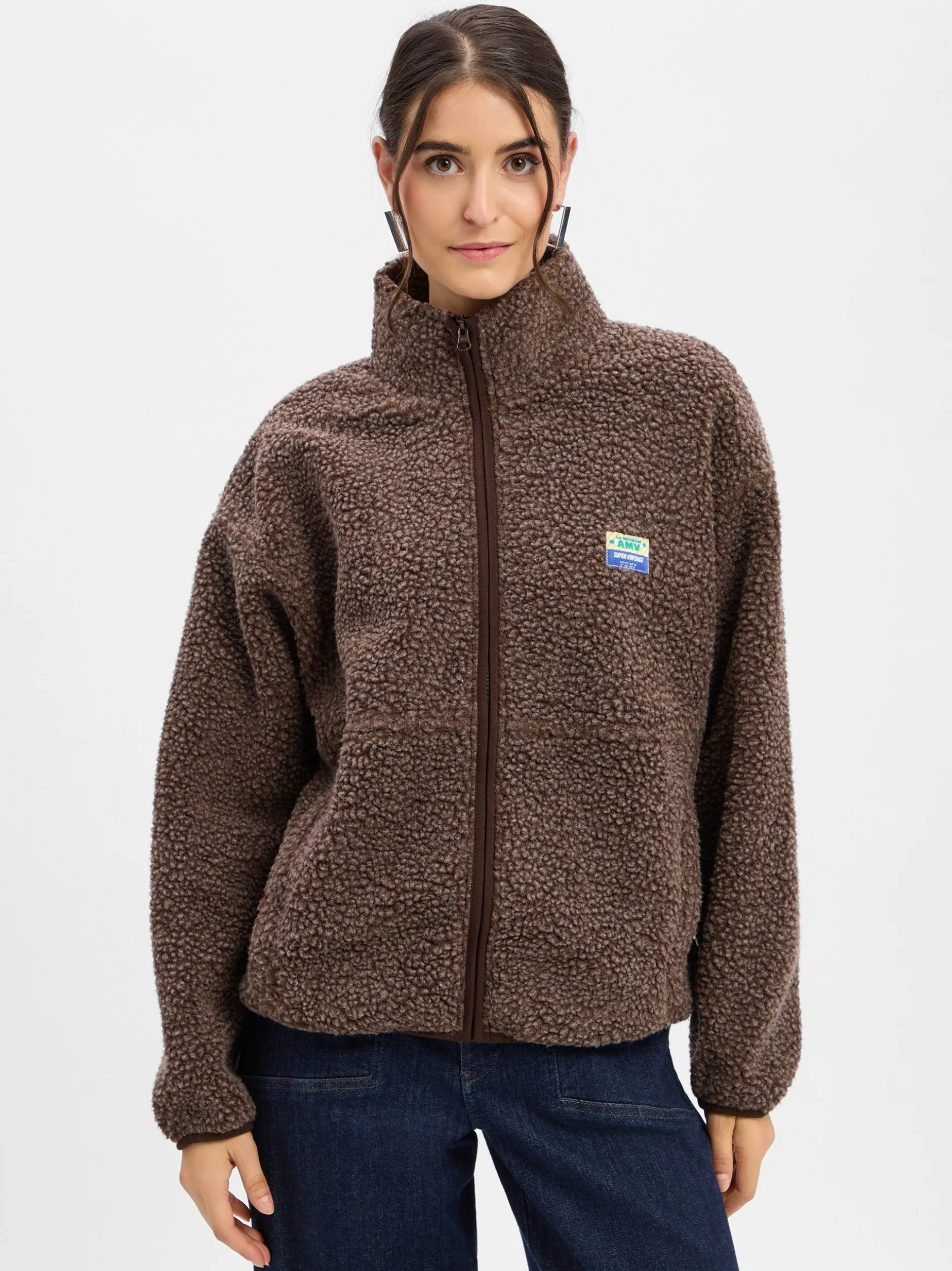 american vintage Damen Fleecejacke - Hok in schoko