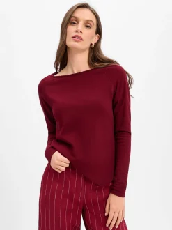 american vintage Damen Langarmshirt - Son31G in bordeaux