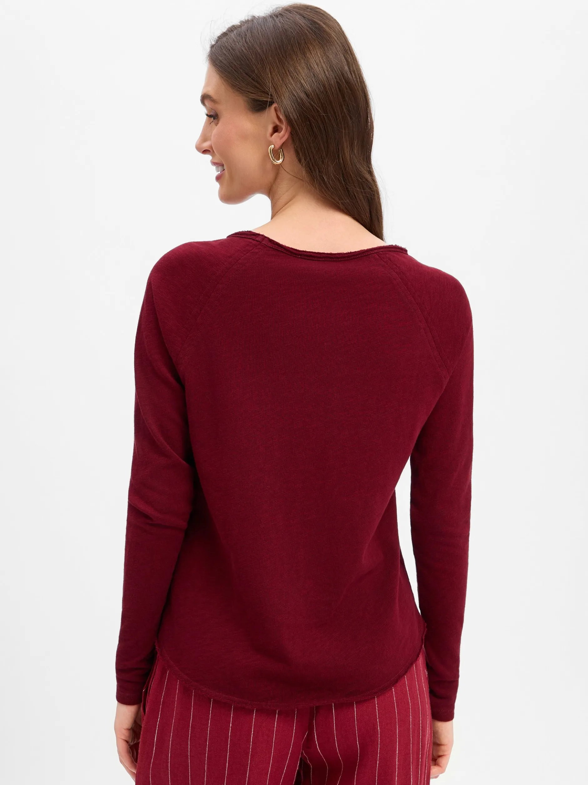 american vintage Damen Langarmshirt - Son31G in bordeaux