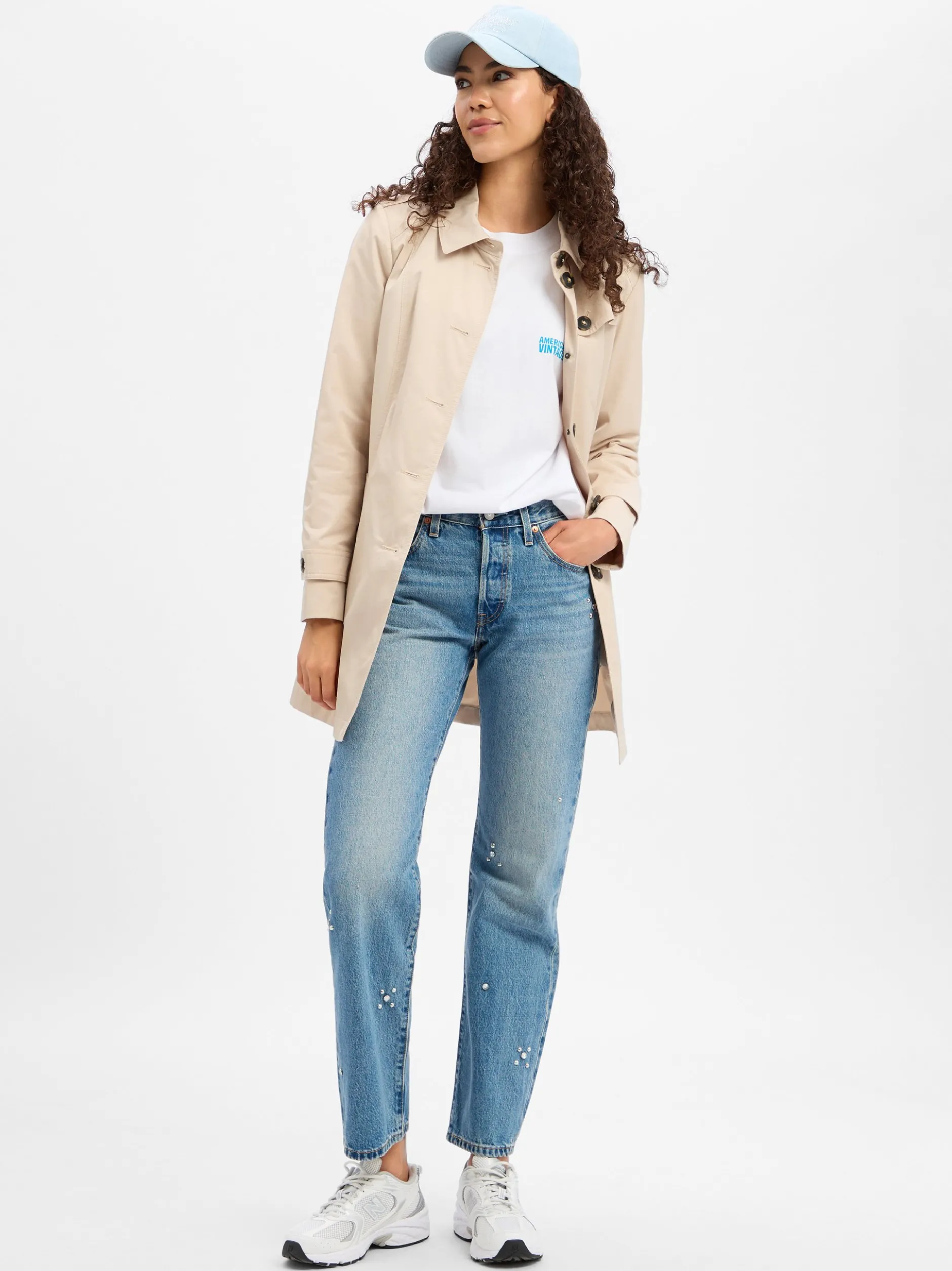 american vintage Damen Langarmshirt - Gixy in weiß