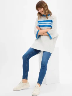 american vintage Damen Strickshirt mit Wolle - Damsville in hellgrau blau