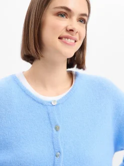 american vintage Damen Strickjacke mit Wolle und Alpaka - Vitow in hellblau
