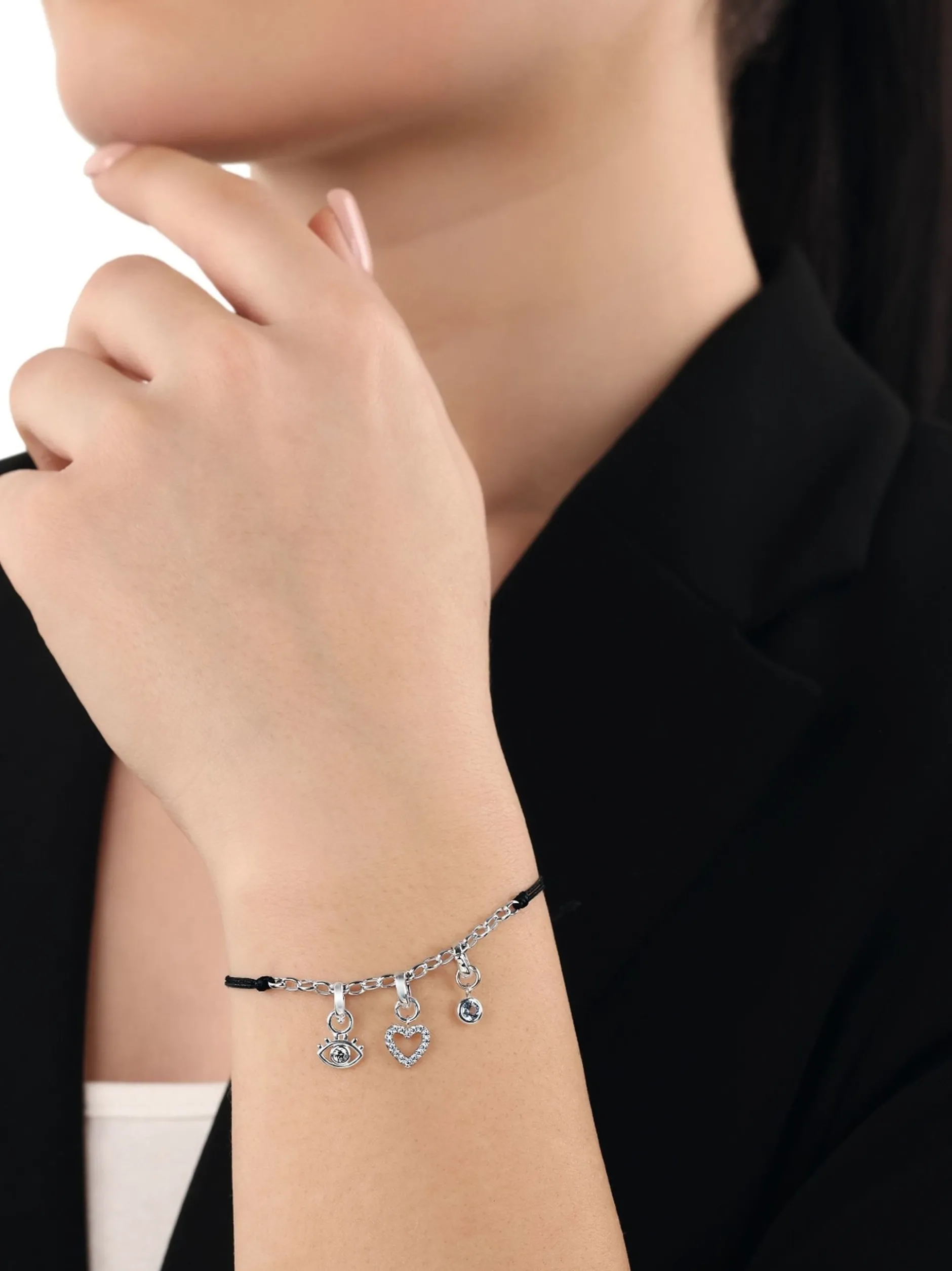 amor Damen Charmarmband in schwarz