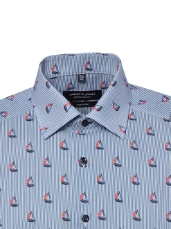 Andrew James Herren Business-Kurzarmhemd in blau rot