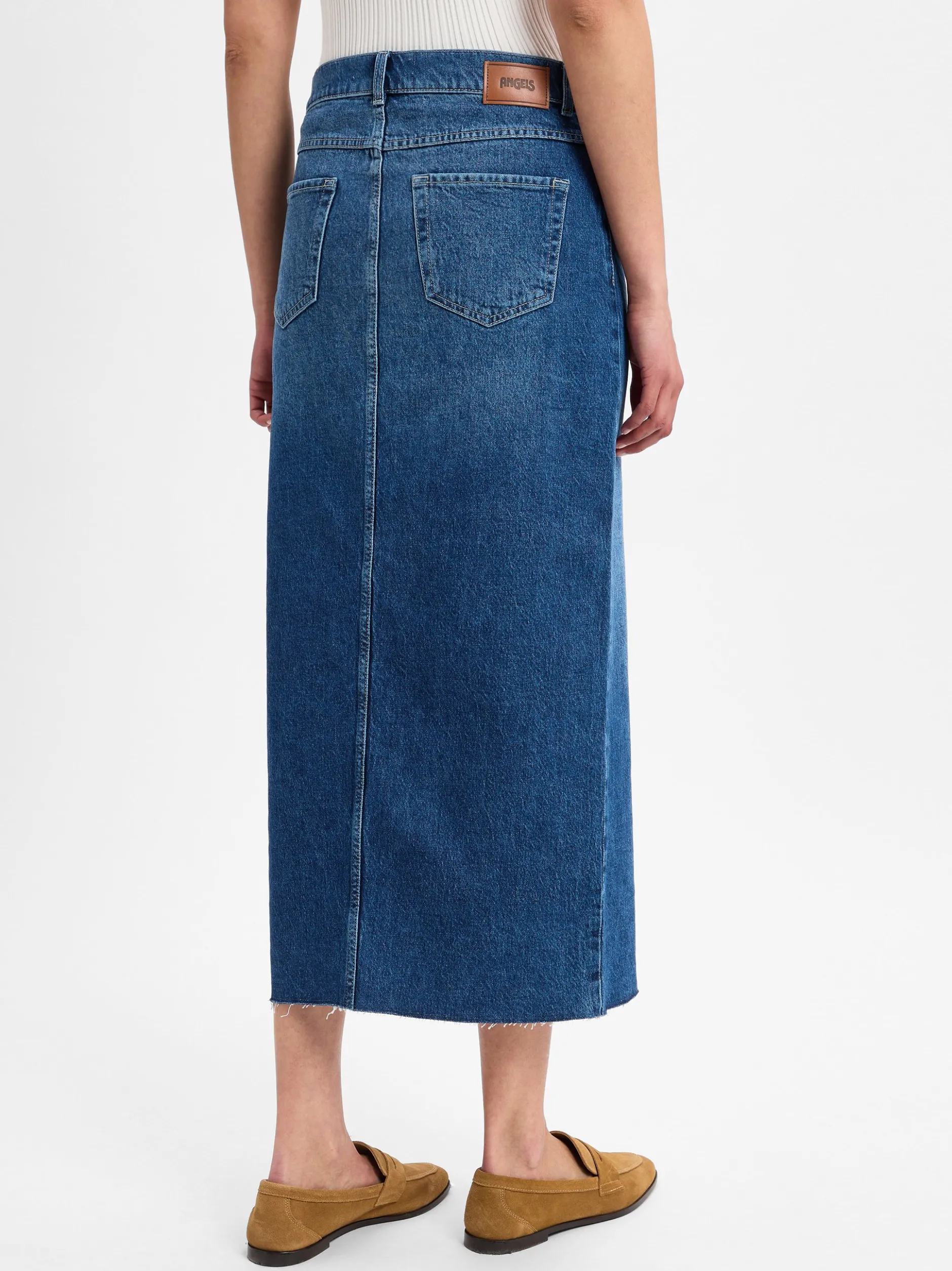 Angels Damen Jeansrock - Midi Denim in blue stone