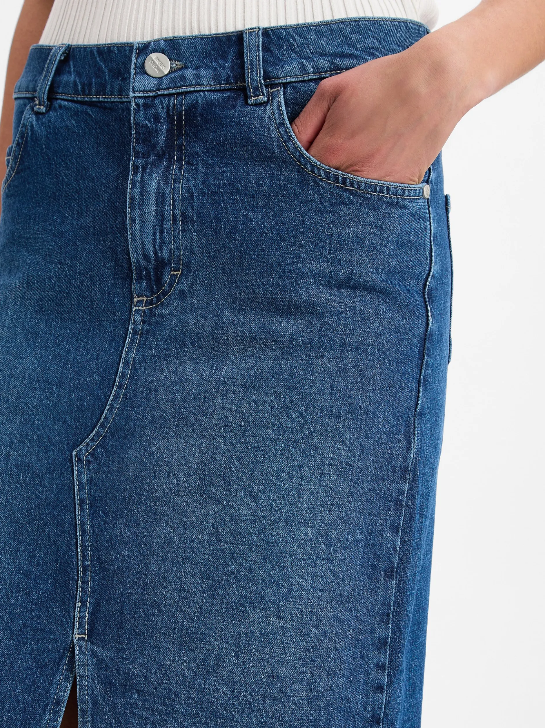 Angels Damen Jeansrock - Midi Denim in blue stone