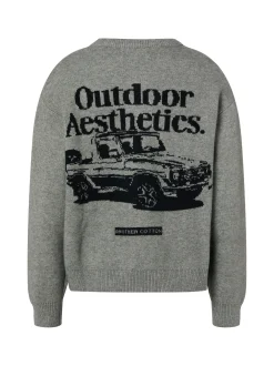Another Cotton Lab Herren Strickpullover - Outdoor Aesthetics in grau schwarz