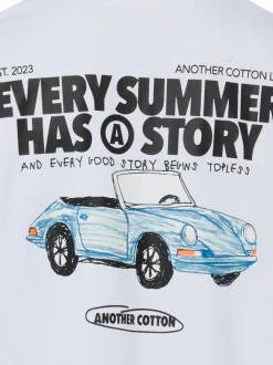 Another Cotton Lab Herren T-Shirt - Summer Story in weiß blau