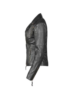 Apple of Eden Damen Lederjacke AOE-114 in schwarz