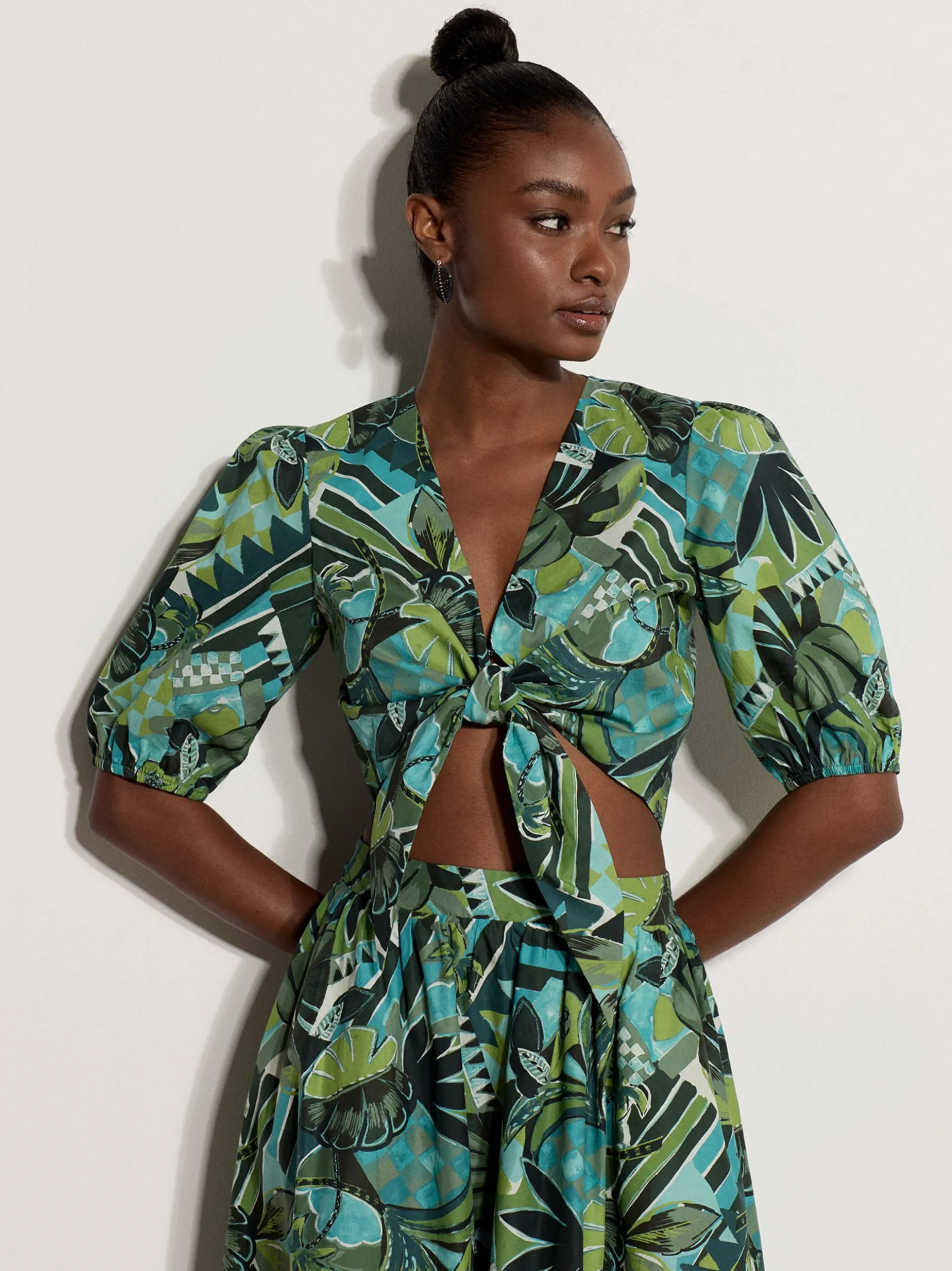 Apricot Damen Bluse in aqua mehrfarbig - Ärmel: Halbarm