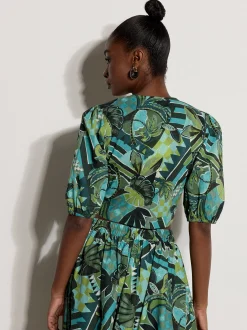 Apricot Damen Bluse in aqua mehrfarbig - Ärmel: Halbarm