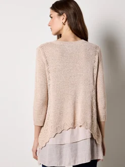 Apricot Damen Bluse in beige - Ausschnitt: Rundhals