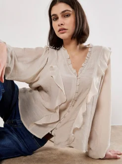 Apricot Damen Bluse in beige - Ausschnitt: V-Ausschnitt