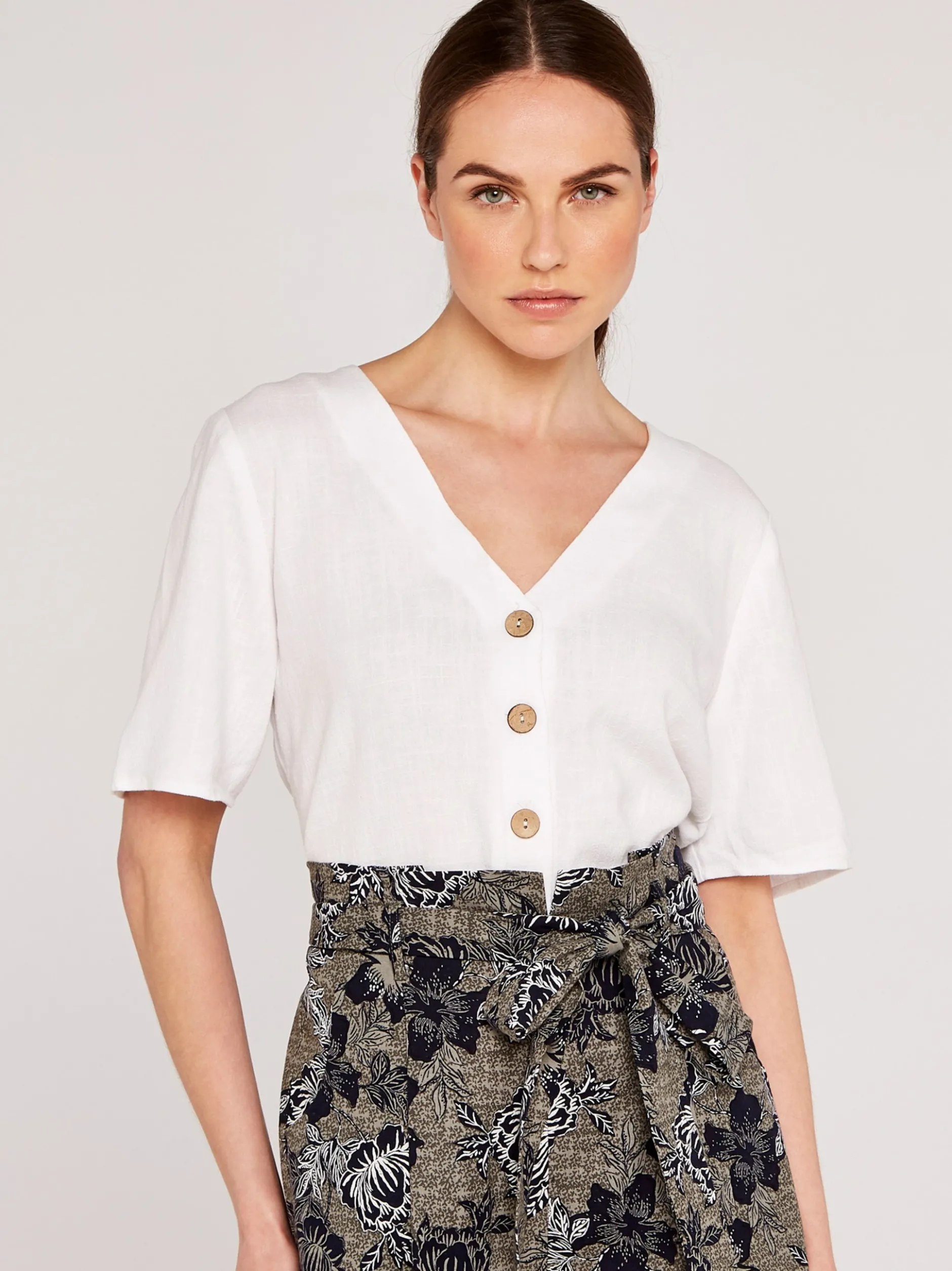 Apricot Damen Bluse in beige ecru - Ärmel: Halbarm