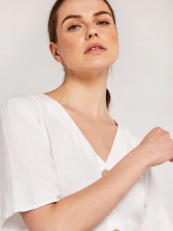 Apricot Damen Bluse in beige ecru - Ärmel: Halbarm