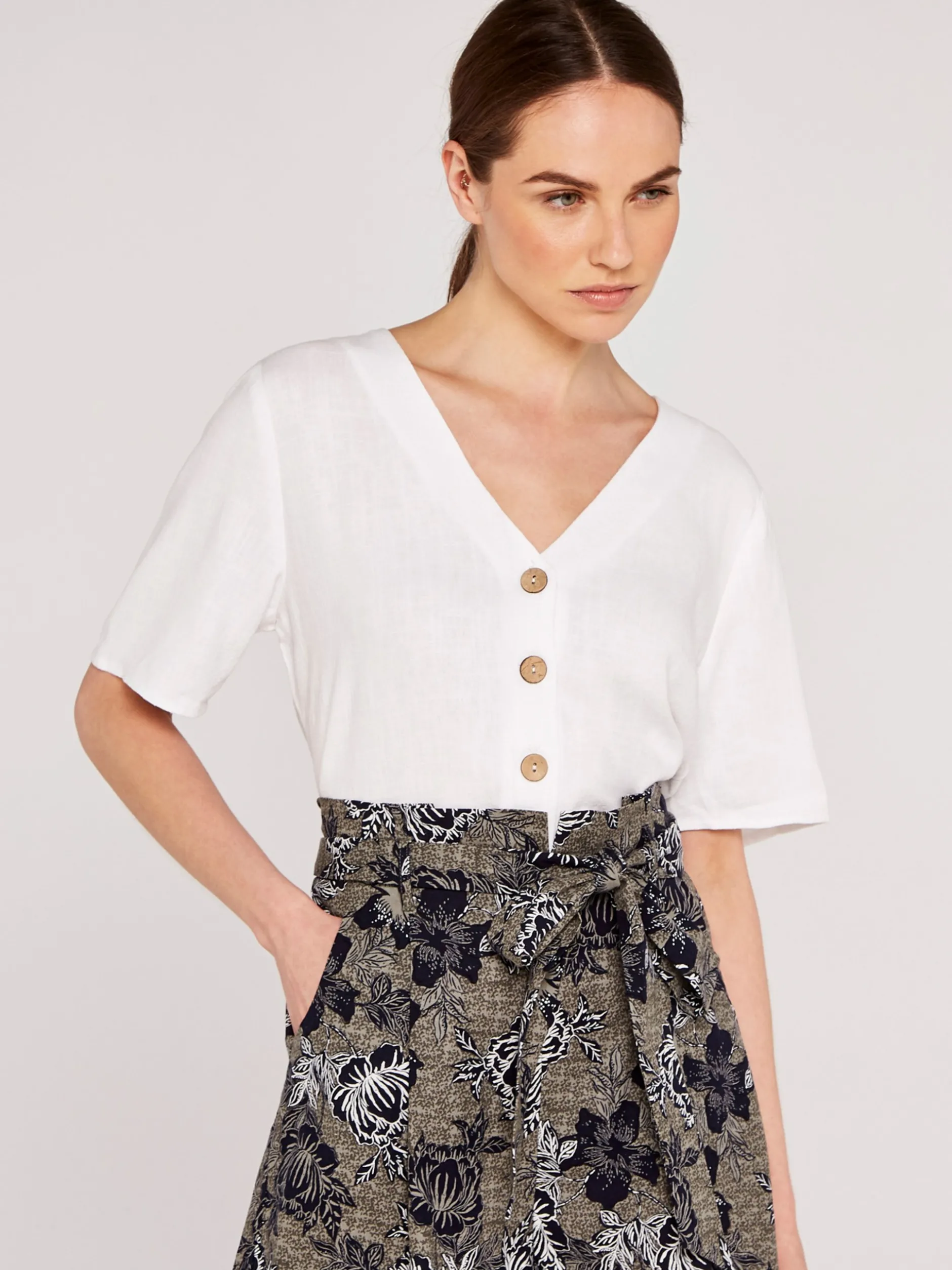 Apricot Damen Bluse in beige ecru - Ärmel: Halbarm