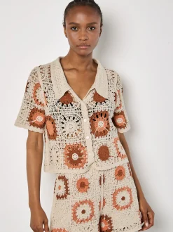 Apricot Damen Bluse in beige - Ärmel: kurzarm