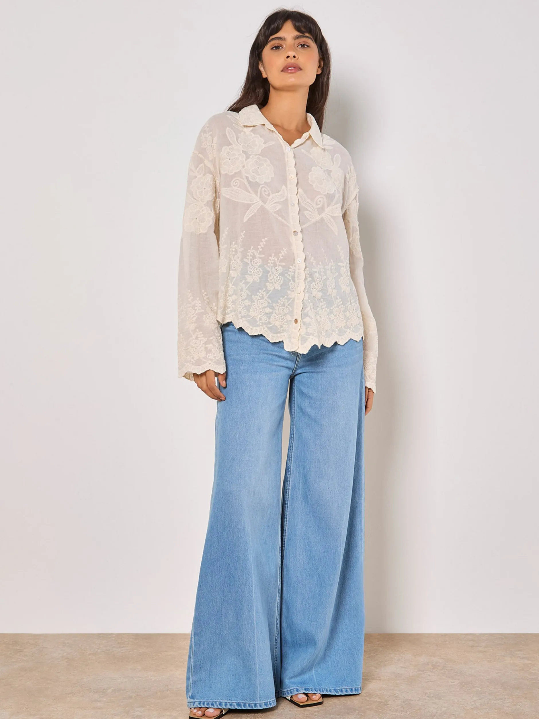 Apricot Damen Bluse in beige - Ärmel: langarm