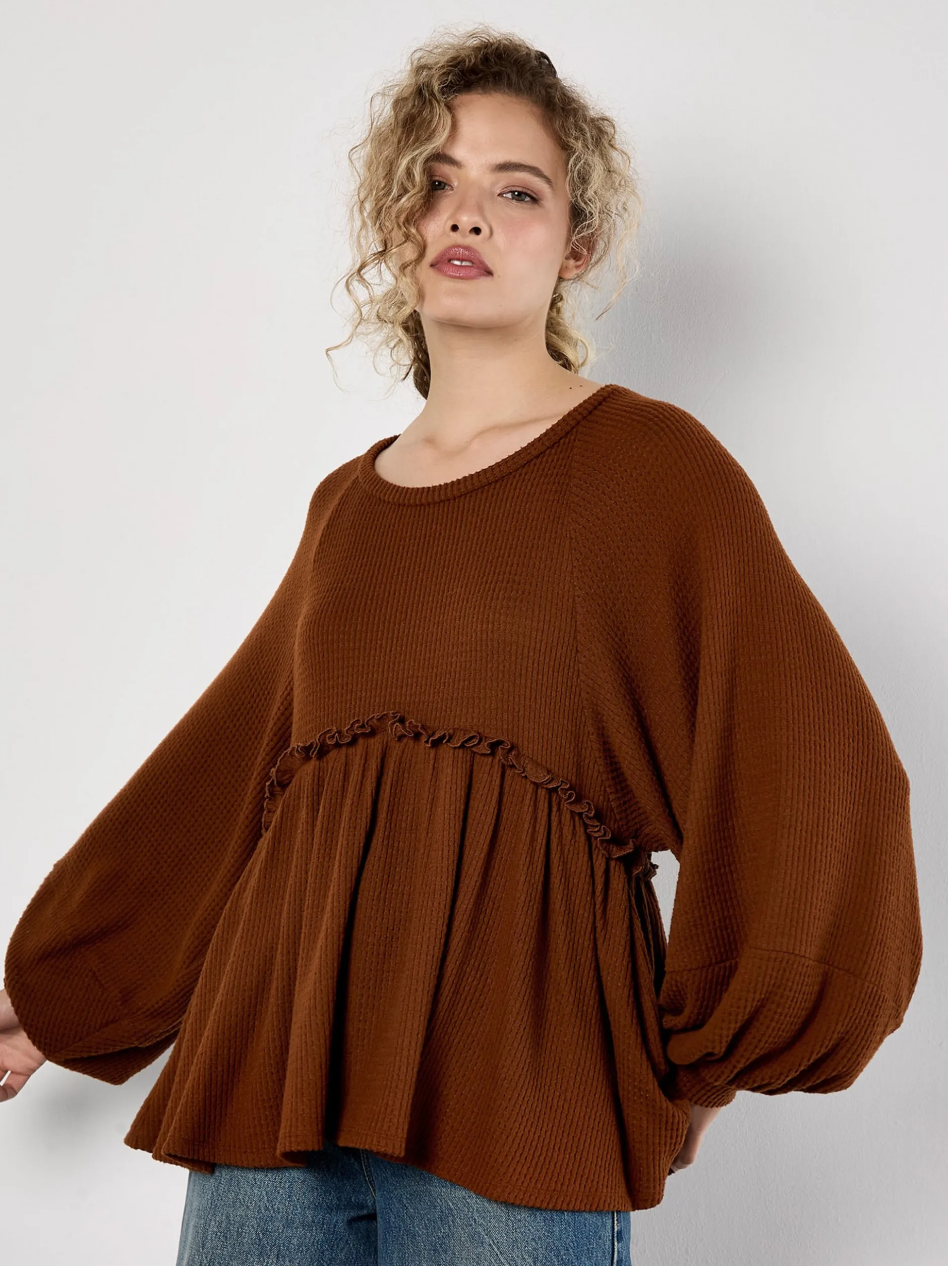 Apricot Damen Bluse in braun rot - Ausschnitt: Rundhals