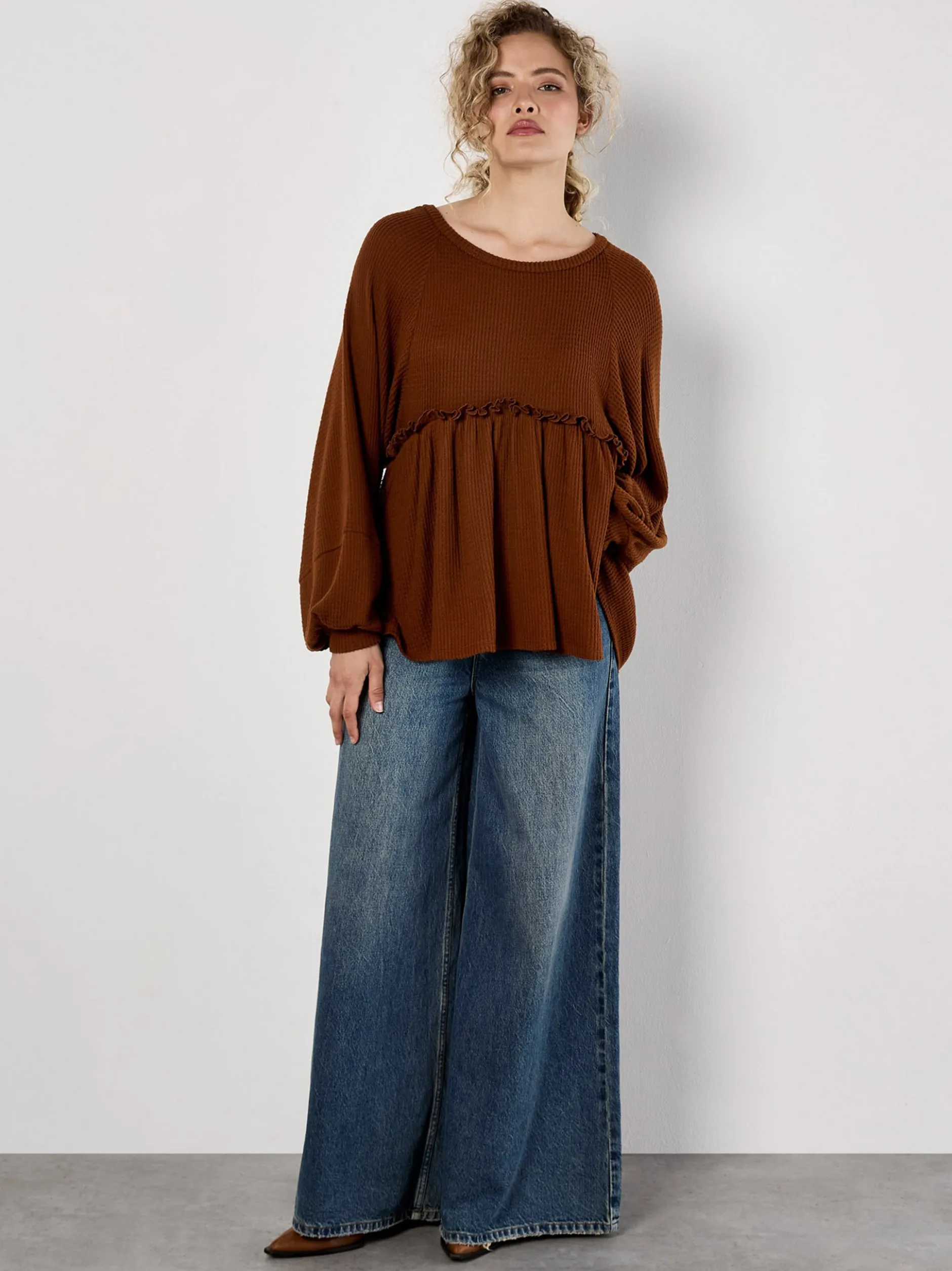 Apricot Damen Bluse in braun rot - Ausschnitt: Rundhals