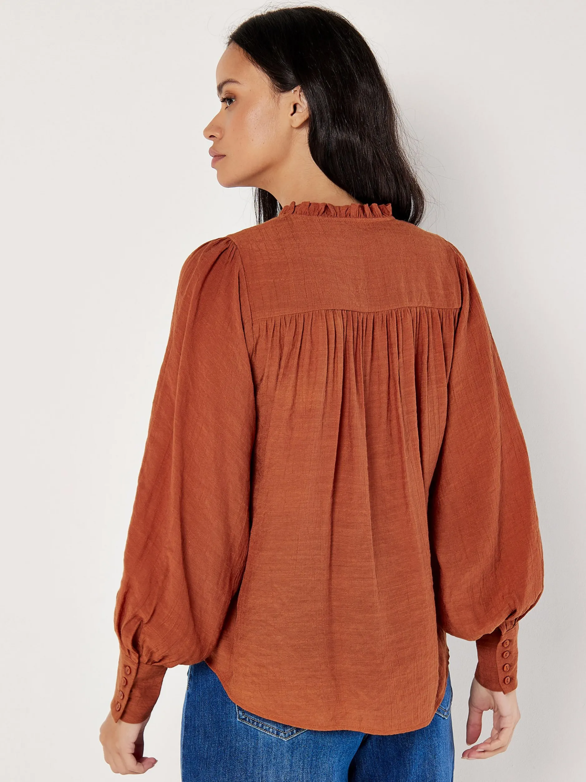 Apricot Damen Bluse in braun rot - Ärmel: langarm