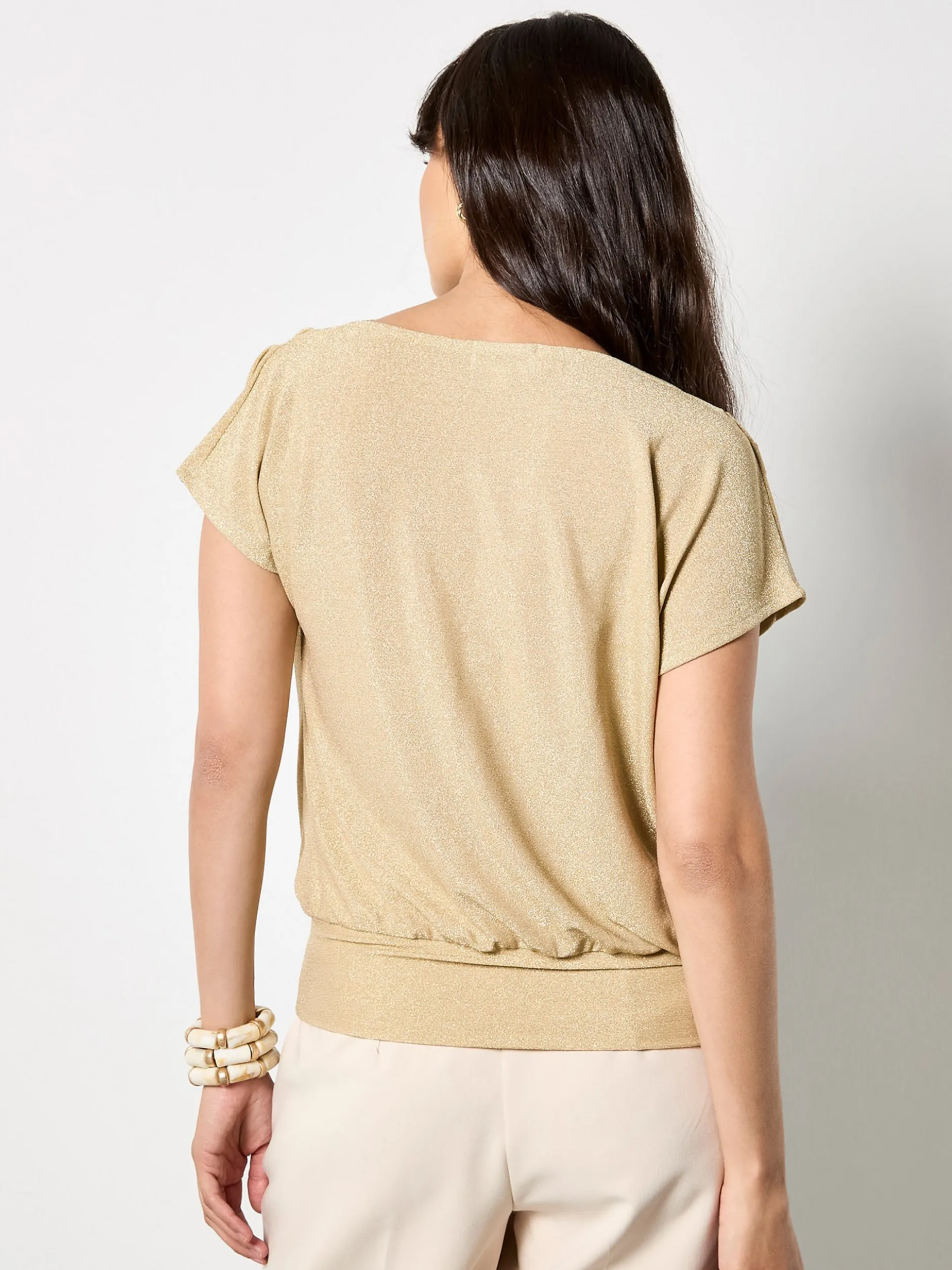 Apricot Damen Bluse in gold - Ausschnitt: Wasserfall