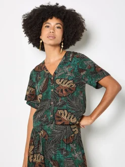 Apricot Damen Bluse in grün - Ausschnitt: V-Ausschnitt