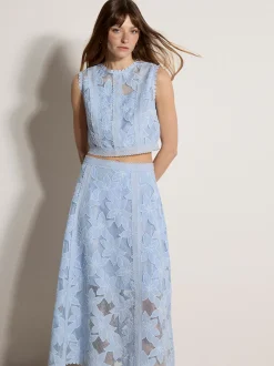 Apricot Damen Bluse in hellblau - Ausschnitt: Stehkragen