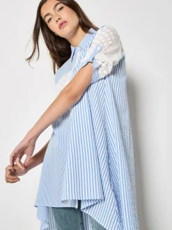 Apricot Damen Bluse in hellblau weiß - Ärmel: 3/4 Arm