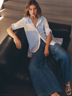 Apricot Damen Bluse in hellblau weiß - Ärmel: 3/4 Arm