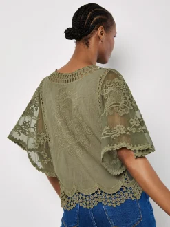 Apricot Damen Bluse in khaki - Ausschnitt: V-Ausschnitt