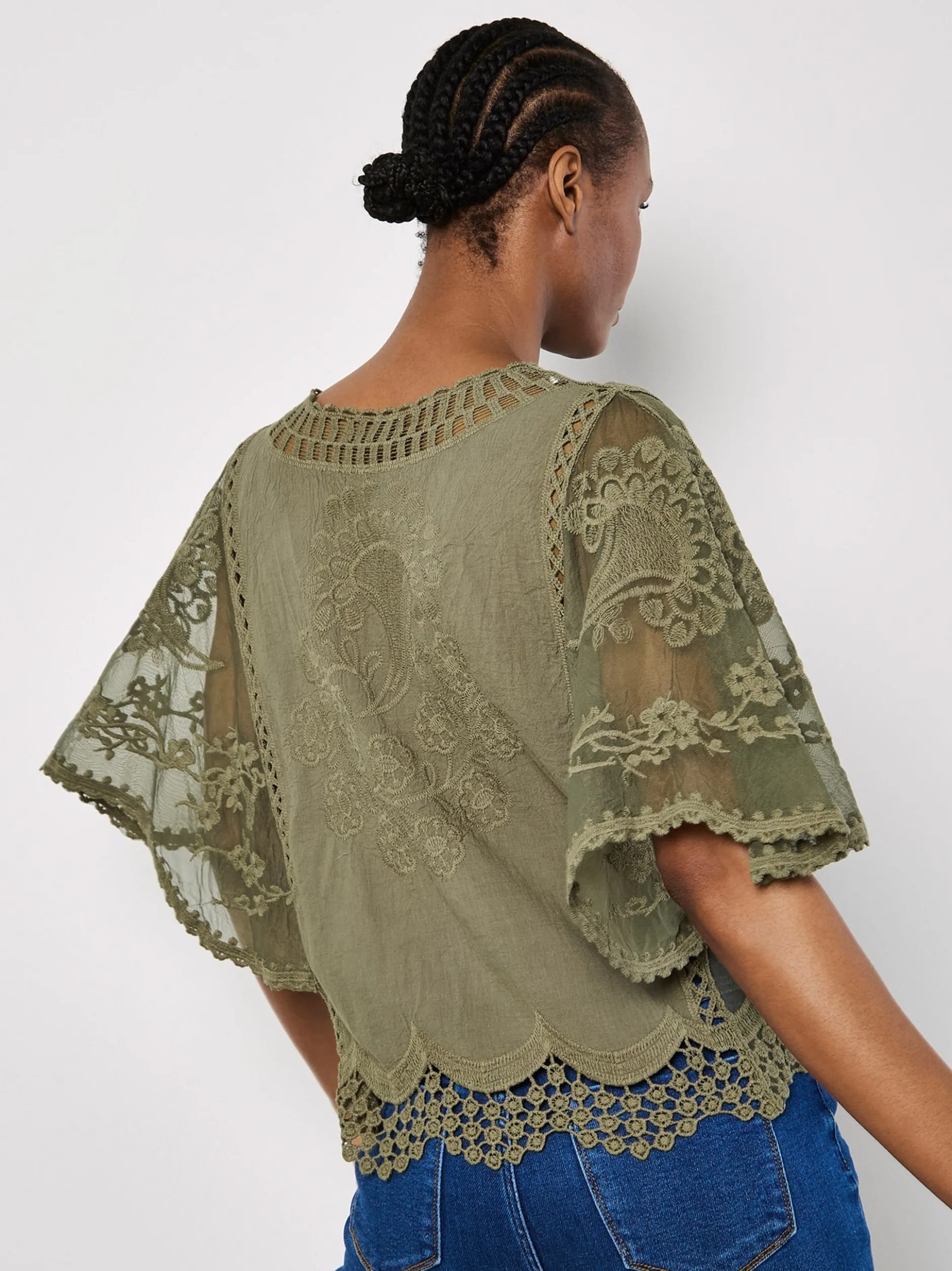 Apricot Damen Bluse in khaki - Ausschnitt: V-Ausschnitt