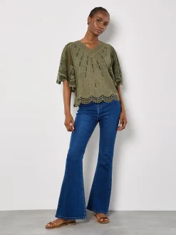 Apricot Damen Bluse in khaki - Ausschnitt: V-Ausschnitt