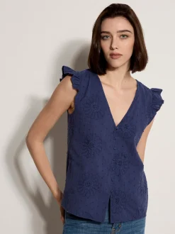 Apricot Damen Bluse in lila - Ausschnitt: V-Ausschnitt